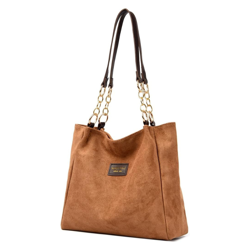 Bolsa Naomi Grande de Ombro em Suede