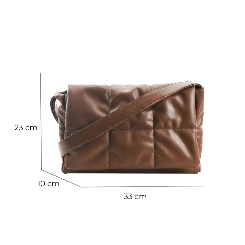 Bolsa Nadira de Couro Estilo Puffer Quadriculado