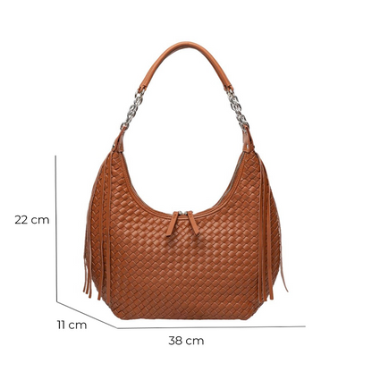 Bolsa Nyssa Hobo com Franja e Couro Entrelaçado