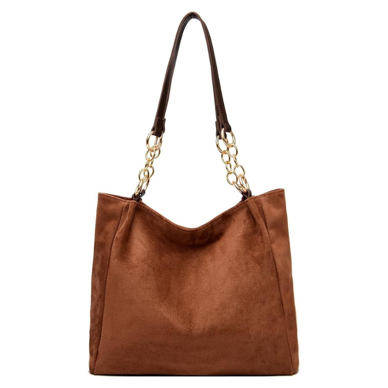 Bolsa Naomi Grande de Ombro em Suede