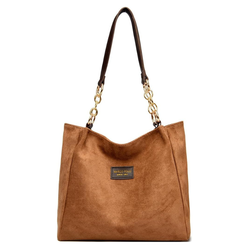 Bolsa Naomi Grande de Ombro em Suede