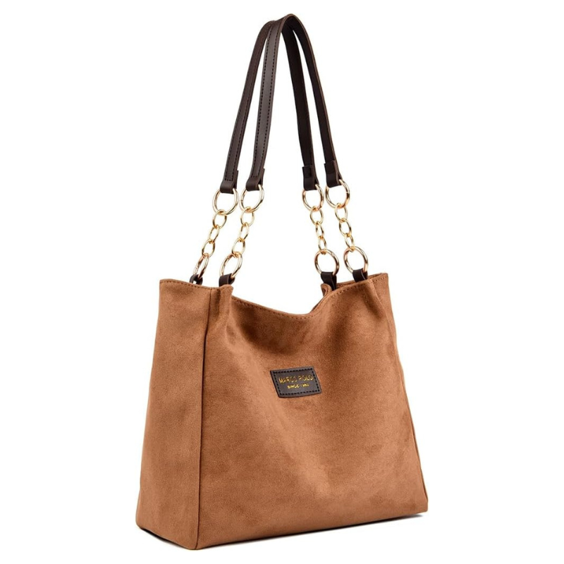 Bolsa Naomi Grande de Ombro em Suede