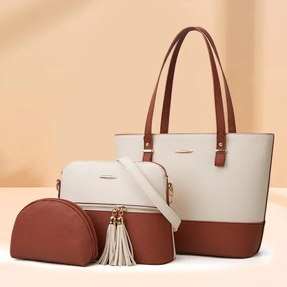 Conjunto Aria Feminino de 3 Bolsas em Couro com Design Retrô