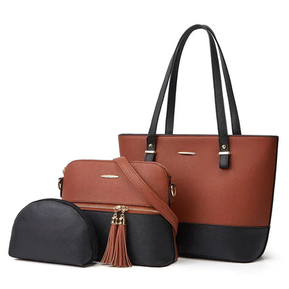 Conjunto Aria Feminino de 3 Bolsas em Couro com Design Retrô