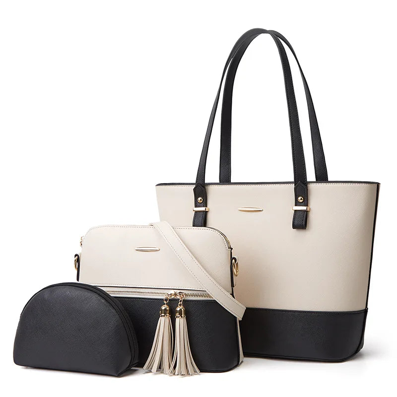 Conjunto Aria Feminino de 3 Bolsas em Couro com Design Retrô