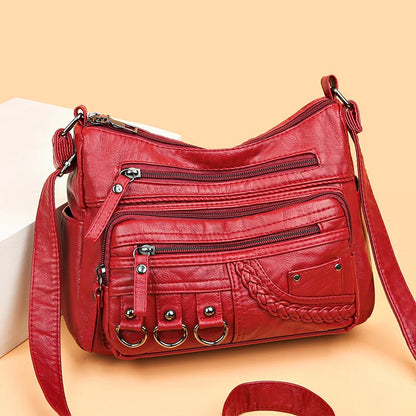 Bolsa Feminina Crossbody de Couro PU Vintage Luxe