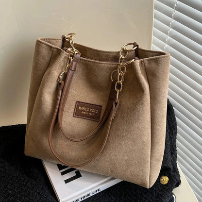 Bolsa Naomi Grande de Ombro em Suede