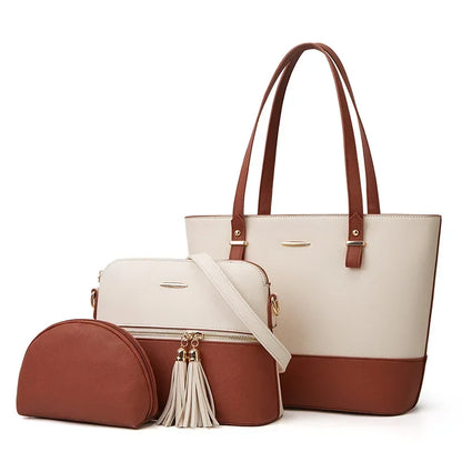 Conjunto Aria Feminino de 3 Bolsas em Couro com Design Retrô