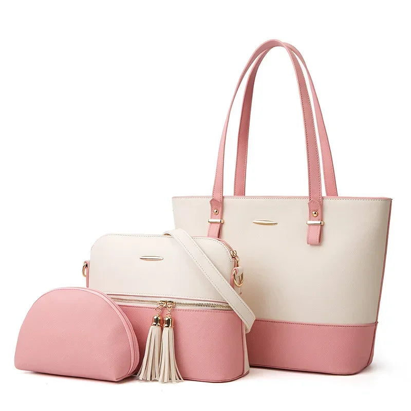 Conjunto Aria Feminino de 3 Bolsas em Couro com Design Retrô