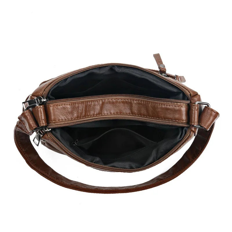 Bolsa Feminina Crossbody de Couro PU Vintage Luxe