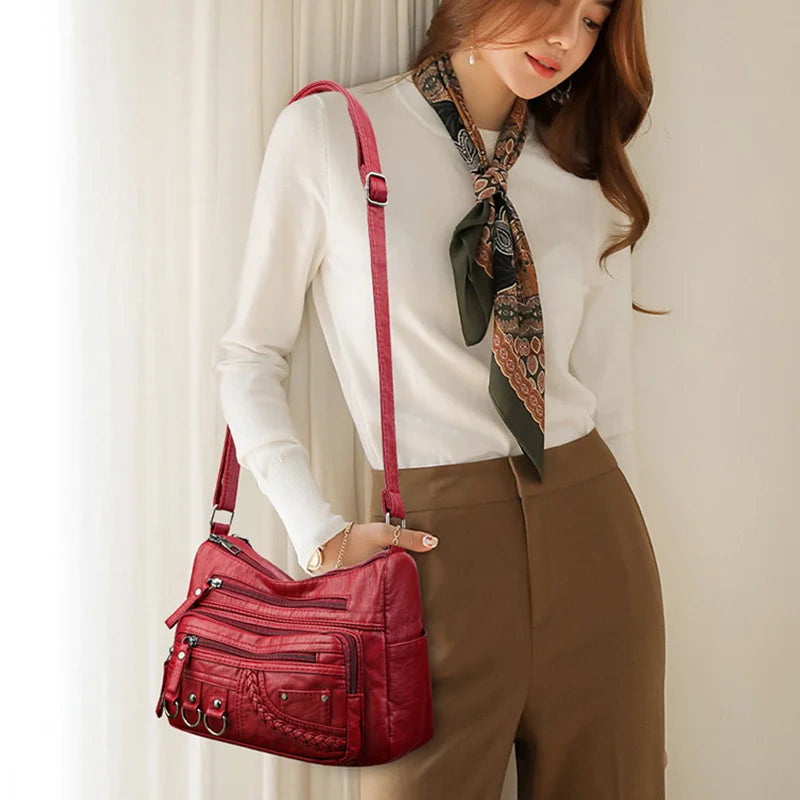 Bolsa Feminina Crossbody de Couro PU Vintage Luxe