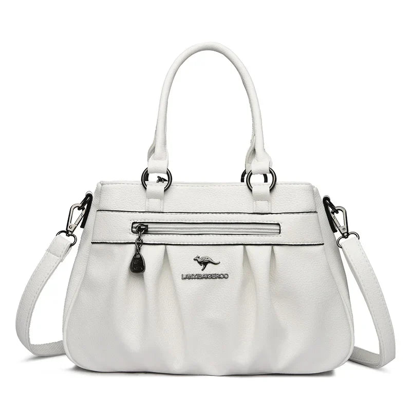 Bolsa Luxo Feminino de Couro Branco