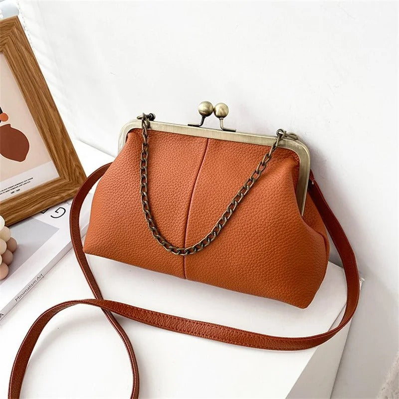 Bolsa Crossbody Elegante de Couro - Design Retrô